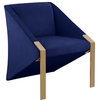 Rivet Velvet Upholstered Accent Chair, Navy