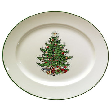 Cuthbertson Original Christmas Tree Traditional Oval Platter, Large 14"