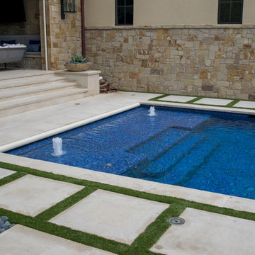 All Glass Tile Pool Renovation with Automatic Cover for Safety
