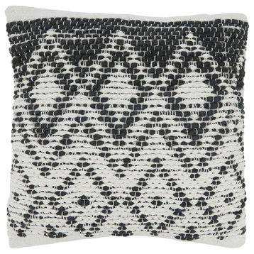 Poly-Filled Throw Pillow With Diamond Woven Design, Black