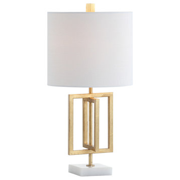 Anya 20.25" Metal and Marble Led Table Lamp, Gold