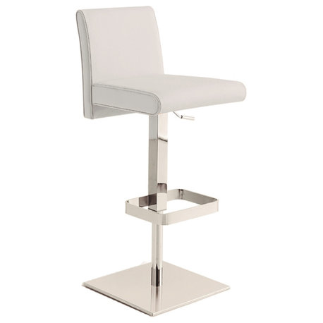 Casabianca Home Vittoria Italian Leather Bar Stool, White