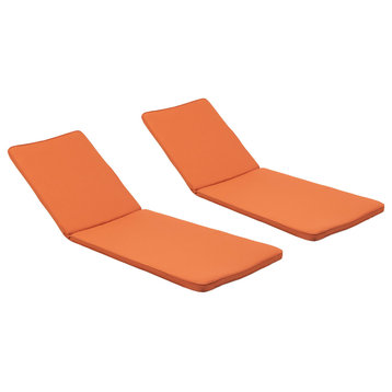 Belinda Outdoor Fabric Chaise Lounge Cushion, Set of 2, Rust Orange