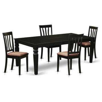 5-Piece Dining Room Set With a Table and 4 Seat Chairs, Microfiber Cushion