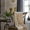 Hand-Crafted Textured Soft Cotton Lily Throw, Cream and Ivory