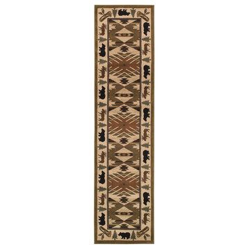Oriental Weavers Hudson Ivory/Green Southwest/Lodge Indoor Area Rug 1'10"X7'6"