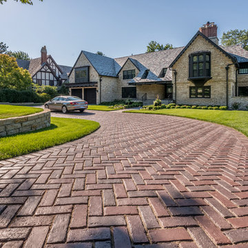 Unilock Front Entrance with Town Hall Paver Driveway