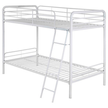 Better Home Products Twin Over Twin Metal Bunk Bed In White