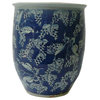 Chinese Blue & White Butterflies Porcelain Narrow Pot Planter