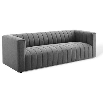 Modway Reflection Channel Tufted Upholstered Fabric Sofa in Charcoal
