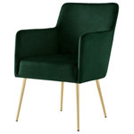 Inspired Home - Fergo Dining Chair, Set of 2, Emerald Velvet, Arm Chair, Leg: Gold - Our trendy dining chairs in set of 2 add stylish intrigue to your dining room and kitchen area. These beautifully upholstered dining chairs create a warm, inviting seating option with a unique style that will add an aura of sophistication to your dining room with its alluring comfort and luxurious style. Choose from a wide variety of available color choices and pattern options to complement your existing color palette.FEATURES: