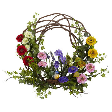 22" Spring Floral Wreath, Assorted