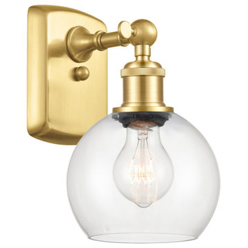 Ballston Athens 1 Light Wall Sconce, Satin Gold, Clear Glass