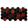 Black Red Brown Hexagon Mosaic 3D Wall Panels, Set of 5, Covers 25.6 Sq Ft