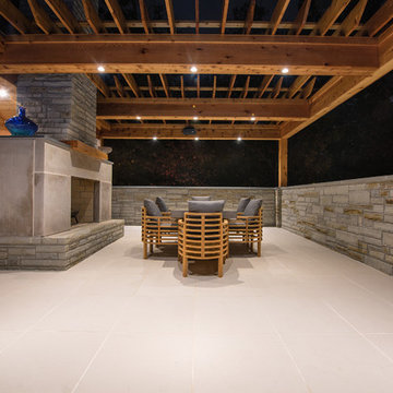 Large Contemporary Pool & Spacious Cabana with Fireplace