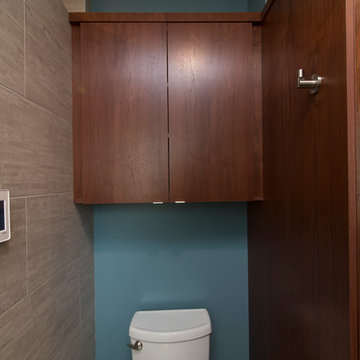 Teal Master Bathroom with Open Shower