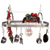 30 Inch Oval Hanging Stainless Steel Pot Rack With Grid