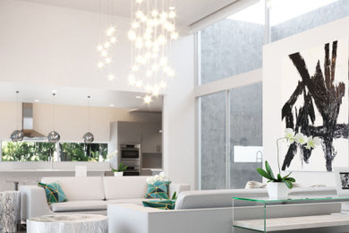 Trendy living room photo in Miami