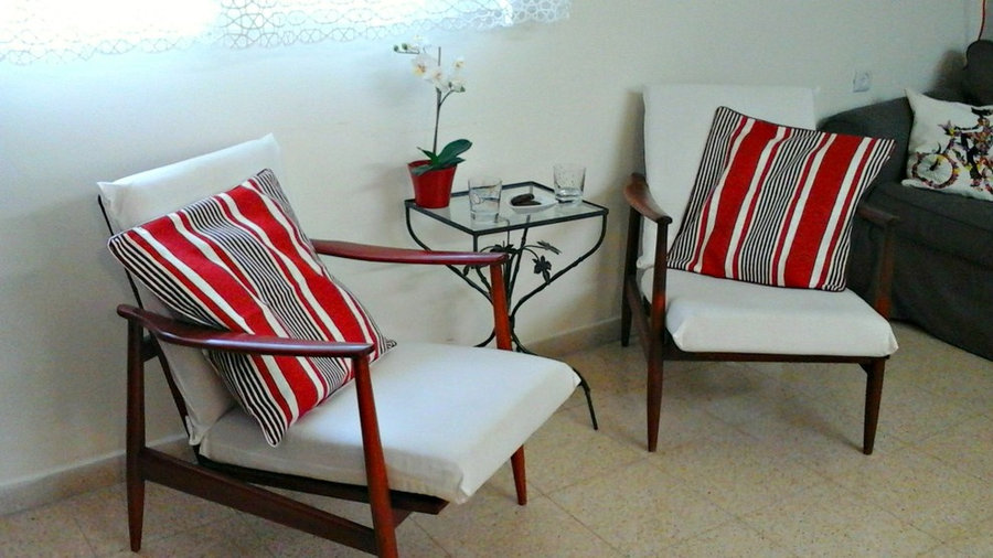retro chairs in red wood