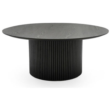 Modrest Rawlins Modern Mid Century Black Ash Round Coffee Table
