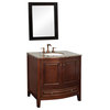 36" Single Sink Vanity, Solid Wood, Dark Walnut Finish, Brown Marble Top