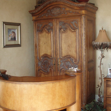 Home Office Armoire, bow desk and file cabinet - efficient and beautiful