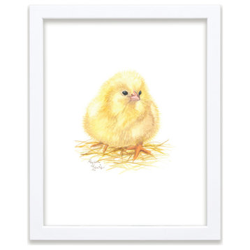 "Barnyard Littles" Chick Framed Print, White, 18x24