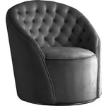 Meridian Furniture - Alessio Velvet Upholstered Accent Chair, Gray - Give your living space a sophisticated makeover with this Alessio Grey Velvet Swivel Accent Chair from Meridian Furniture. This swivel base accent chair has luxurious grey velvet upholstery that provides you with a soft, comfortable place to sit while you cozy up with your favorite book or curl up in front of your favorite TV show or movie. Deep button tufting on the inner back adds to its contemporary design, making it the perfect addition to any room in your home.