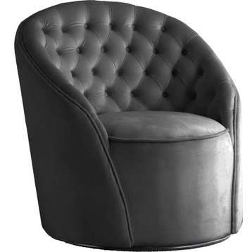 Alessio Velvet Upholstered Accent Chair, Gray