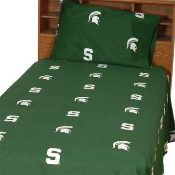 Michigan State Spartans Printed Sheet Set, Twin, Solid, King
