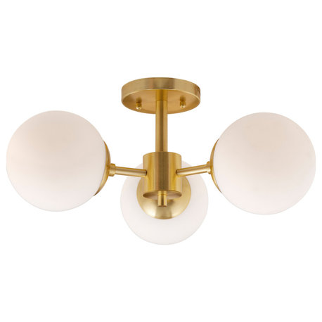 3-Light Semi Flush Mount, Soft Gold