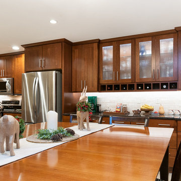 Eden Cherry Fox Kitchen with Two Islands and Granite Tops