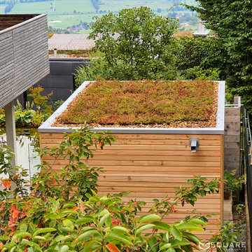 Design-Saunahaus – Außensauna mit Dachbegrünung