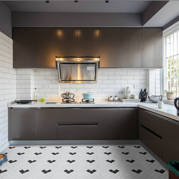 Modern Kitchen Floor Triangular Porcelain Mosaic Tile