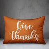 Give Thanks Lumbar Pillow, Orange, 14"x20"