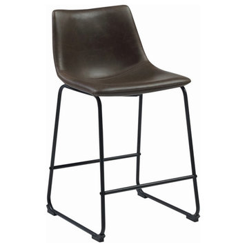 Home Square Armless Counter Height Stool in Two-Tone Brown and Black - Set of 2