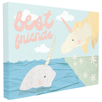 The Kids Room Best Friends Narwhal & Unicorn Collage Canvas Wall Art, 30"x40"