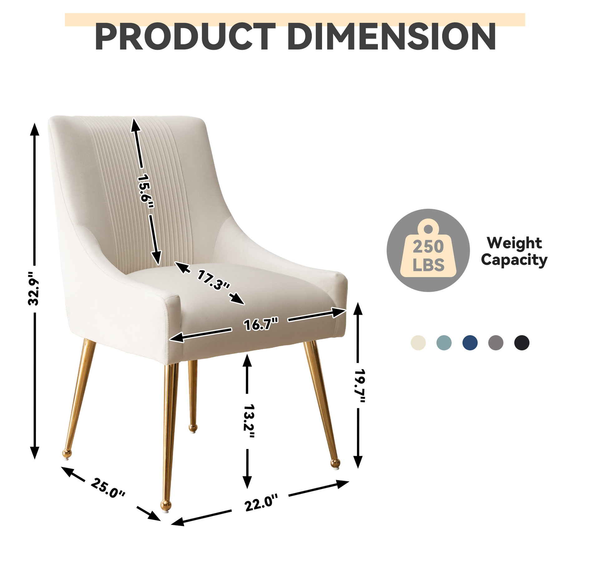 SEYNAR Modern Glam Boucle Pleated Velvet Dining Chair, Set of 2 ...