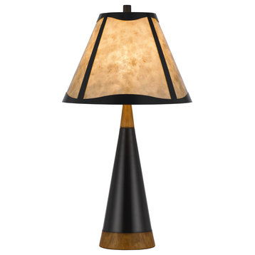 Clemente 1 Light Table Lamp, Mica with Black and Wood
