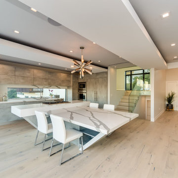 Dining Room with Marble Table and Panoramic Canyon Glazing