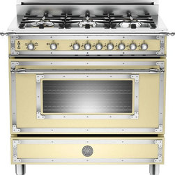 Bertazzoni 36" Range HER366GASCR Heritage Series Cream Natural Gas Ranges - Gas Ranges And Electric Ranges