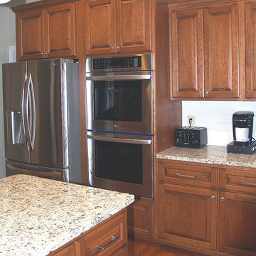 Cherry Raised Panel Kitchen Cabinets & Island