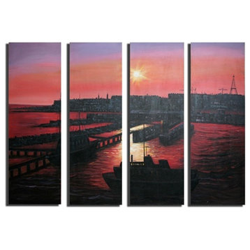 Sunset Seaport, Wall Tapestry, 48"x64"