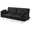 Modern Futon, Comfortable Padded Seat With Buttonless Tufting & USB Ports