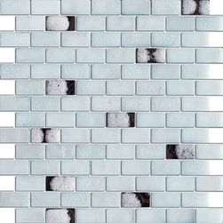 Glossy White and Brown Stone Wet Look Glass Mosaic Tiles - Home Accessories & Decor