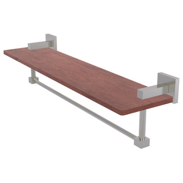 Montero 22" Solid Wood Shelf with Integrated Towel Bar, Satin Nickel