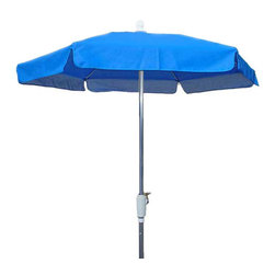 FiberBuilt Umbrellas LLC - 7.5 Foot Hexagonal Pacific Blue Bright Aluminium Garden Umbrella - Outdoor Umbrellas