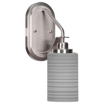Odyssey 1 Light Wall Sconce In Brushed Nickel Finish With 4" Gray Matrix Glass