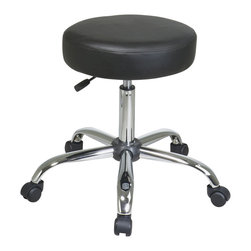 Chrome Finish Backless Stool with Vinyl Seat - Living Room Chairs
