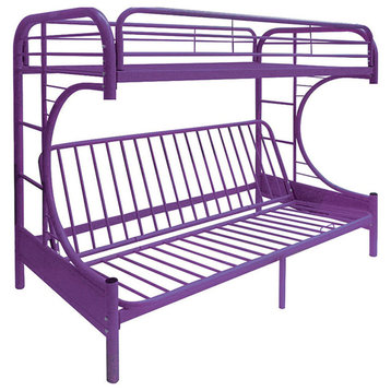 Metal Twin/Full Futon Bunk Bed, Purple